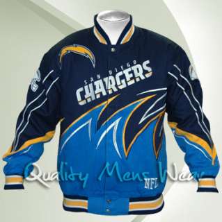 San Diego Chargers Twill Jacket Navy Blue Light Blue NFL Flame Jacket 