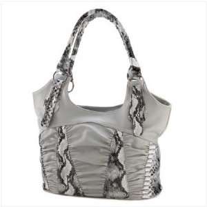 Snakeskin Trim Hand Shoulder Bag Womens Tote Purse 