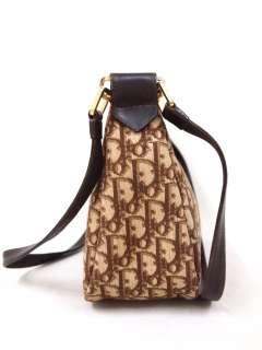   Christian Dior Monogram Brown Canvas Large Hobo Shoulder Handbag Auth