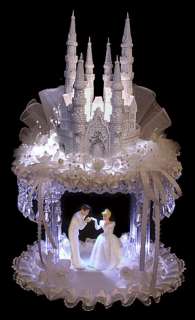 Lighted Cinderella & Prince Castle Weddng Cake Topper  