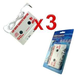 Universal Car Audio Cassette Adapter, White. Qty 3 