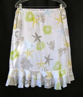 FRESH PRODUCE White Cotton Skirt Starfish ~ L ~   