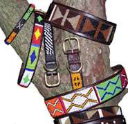 Beaded Leather Dog Collars and Leads