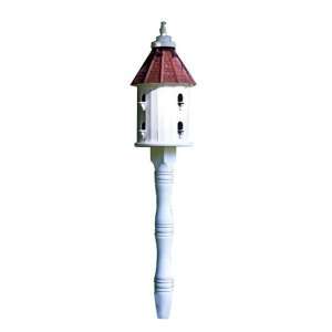   Wood Birdhouse Kit with Metal Roof and Post, Cedar Green Patio, Lawn