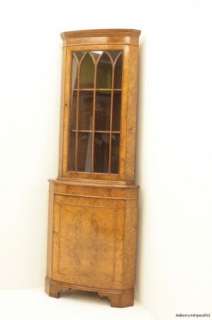 1940s Walnut Glazed Corner Cupboard  