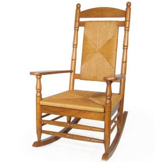 Patio Porch Rocker Chair OAK Wood   Woven Seat and Back  
