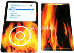 Flames Apple IPOD VIDEO Classic Stick on Cover BLACK  