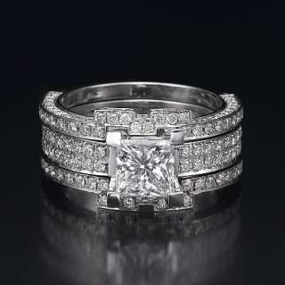 75 CT PRINCESS CUT ENGAGEMENT WEDDING BRIDAL RING SET 14KT  