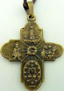 Way Bronze Antique style Catholic Scapular Medal Crucifix Cross 