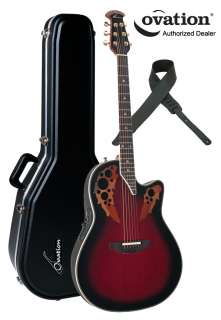 Ovation Elite 2078AX Acoustic Electric Guitar   Black Cherry Red Burst 