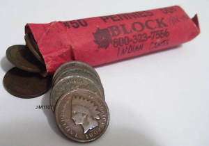 Indian Penny Cents 1 Roll of 22 Different Dates  