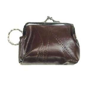  Brown Leather Coin Purse with Clutch Clasp Everything 