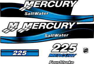 MERCURY 225 SALTWATER OUTBOARD DECAL KIT, RED & 150 175 200 AVAILABLE 