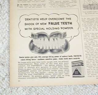 1960 ad Fasteeth False Teeth dentures Powder dental AD  