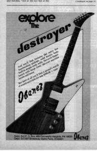 1975 EXPLORE THE IBANEZ DESTROYER ROCK AD  