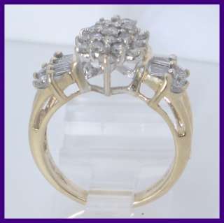 14kyg Round & Baguette Diamond Cluster Right Hand Ring 1.50ct
