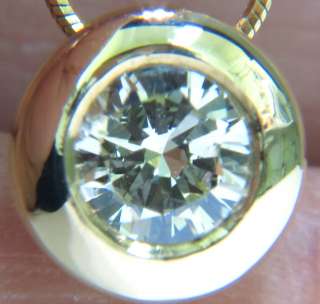 3000 .46CT DIAMOND SOLITAIRE PENDANT // BEZEL FLUSH & 14KT & CHAIN 