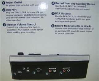 USB Tape Deck Copy Cassette to Digital, PC MAC CD   