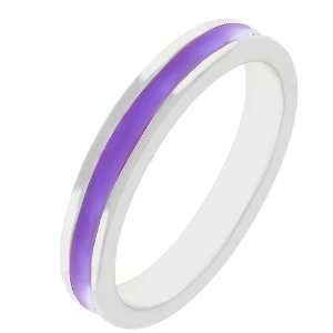    Purple Enamel Silver Tone Costume Ring (Size 5,6,7,8,9,10) Jewelry