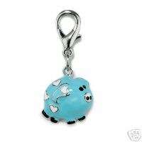 PIG Blue Pet Jewelry Hearts Collar CHARM Dog Cat Tag  