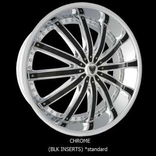 New 28 Inch 28x9 Venice Wheels Dolce chrome w/ black inserts Rims 5 
