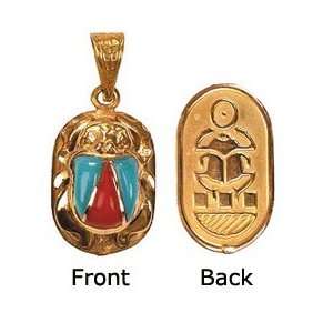 18K Egyptian Jewelry Pendants   Scarab w/ Turquoise and 