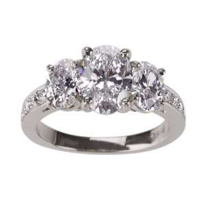  Platinum Oval Cut 3 Stone Diamond Ring (GIA Certified 1.62 