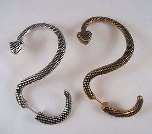 Snake Bite EAR CUFF Serpent Wrap Earring Antique Vtg Gold or Silver 