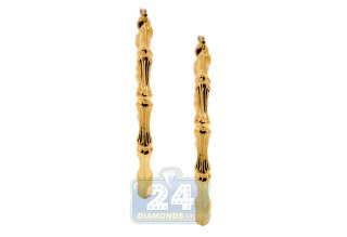 10K Yellow Gold Bamboo Hoop Womens Earrings 2 1/5 inch  