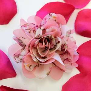   Pink Floral Print Fabric Flower Hair Clip & Pin Brooch F10502 Beauty
