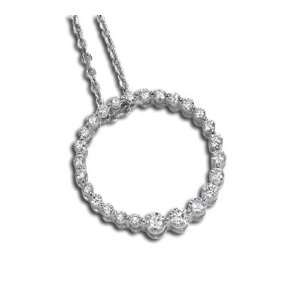   14K White Gold Diamond Circle Pendant Necklace ZIVA Jewels Jewelry