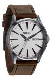 Nixon The Sentry Leather Strap Watch $125.00