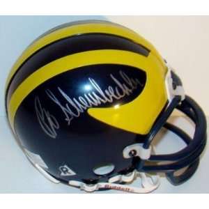 Bo Schembechler GO BLUE Signed Wolverines Mini Helmet   Autographed 