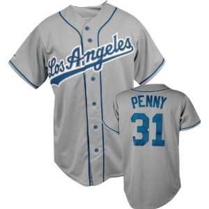  Brad Penny Majestic MLB Road Grey Replica Los Angeles 