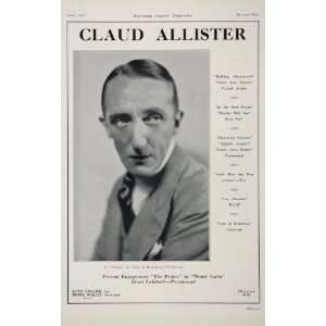  1930 Claud Allister Actor Film Movie Casting Ad   Original 