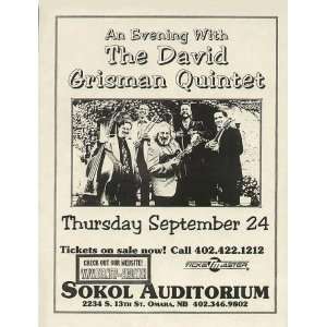  David Grisman Omaha Original Concert Poster 1998