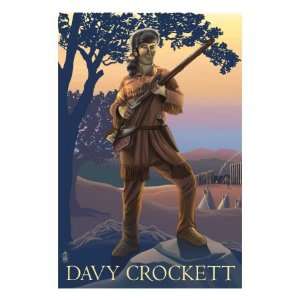 Davy Crockett Standing Premium Poster Print, 12x16