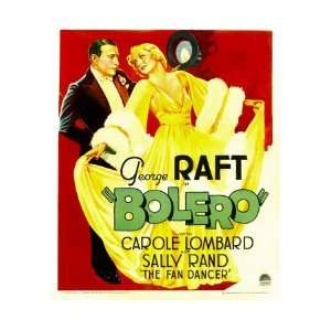  Bolero, George Raft, Carole Lombard on Window Card, 1934 
