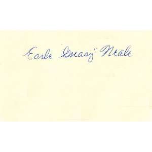  Earle Greasy Neale Autographed 3x5 Card Sports 