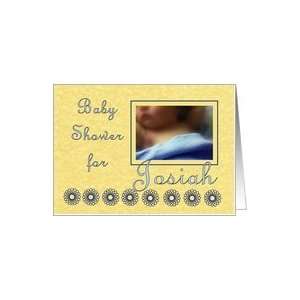 Baby Shower Invitation for Josiah   Sleeping Child with Blue Blanket 