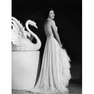  Kay Francis Modeling White Chiffon Evening Gown, 1937 