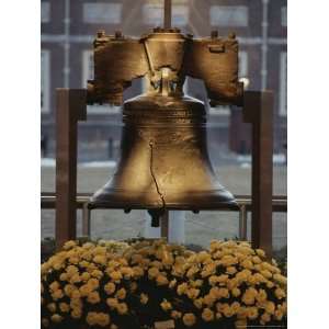  Close View of the Liberty Bell, and Flowers Beneath It 
