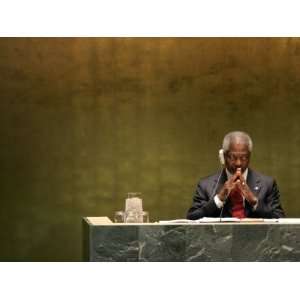 United Nations Secretary General Kofi Annan Listens to Statements Made 