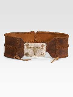 Ralph Lauren Collection   Distressed Leather Corset Belt    