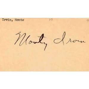  Monty Irvin Autographed / Signed 3x5 Card (Hall of Famer 