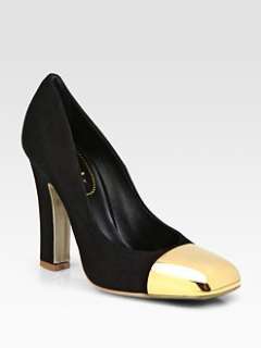 Yves Saint Laurent   Suede and Metal Plate Pumps