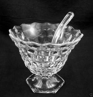 Elegant Fostoria Glass AMERICAN Footed Mayonnaise w/ Original Ladle 