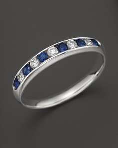 Diamond and Sapphire Band in 14K White Gold