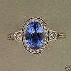 Authentic Blue Sapphire w pave Diamonds 18k ring 5 5  