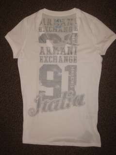 Armani Exchange Womens V neck Tshirt Silver Logo  